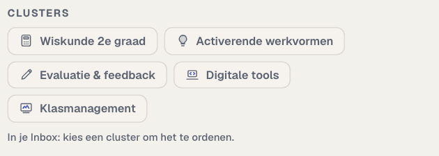 De clusters van een item als aanklikbare knoppen
